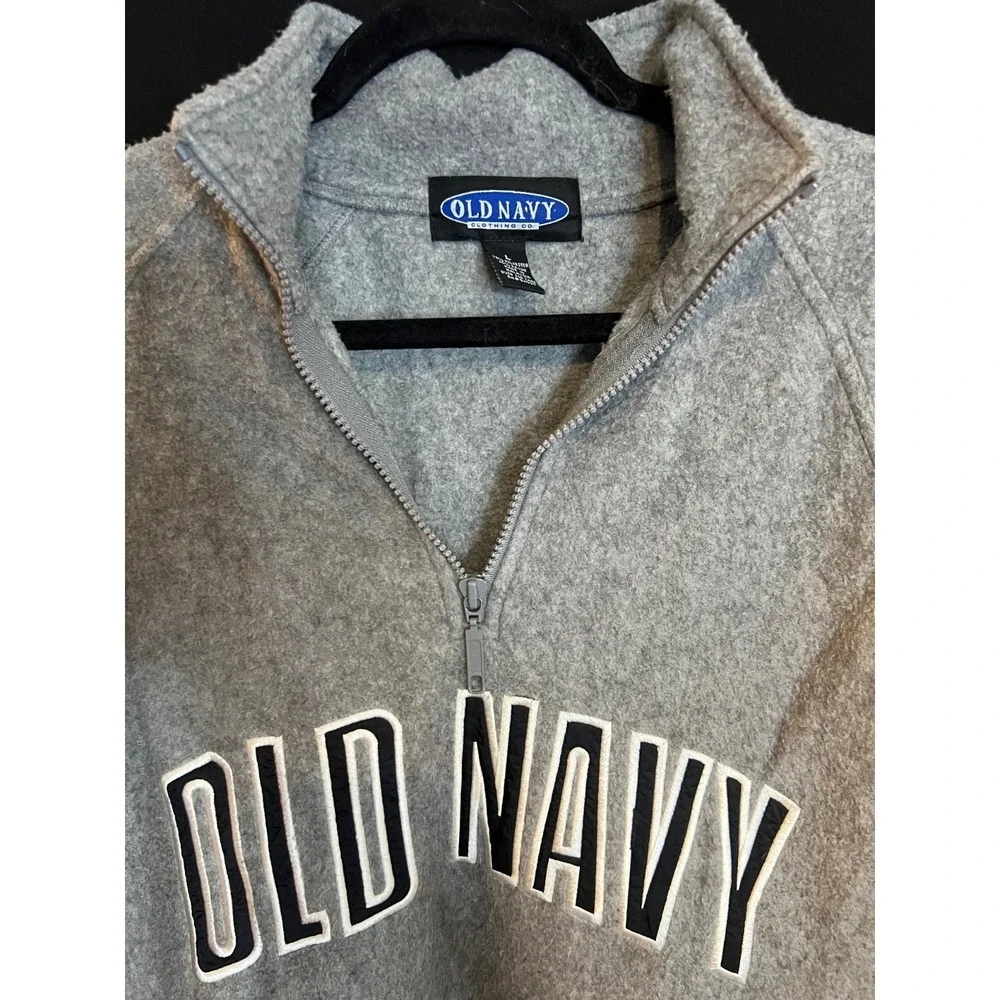 Men's Gray‎ 1/4 Zip Old Navy Sweatshirt Size L - Picture 3 of 6